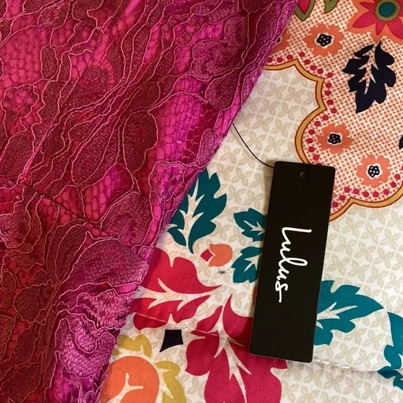 Lulus Size Small Lace Skater Dress Pink/Purple New With Tags - Picture 4 of 9